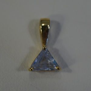 18KY Gold Genuine White Sapphire Handmade Pendant